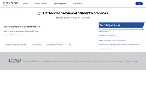 iLit: Teacher Review of Student Notebooks - Savvas Support