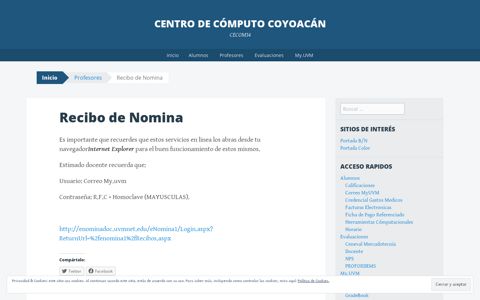 Recibo de Nomina | Centro de Cómputo Coyoacán - CECOM34