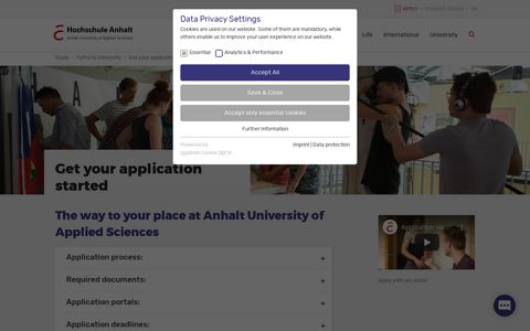 Get your application started | Hochschule Anhalt