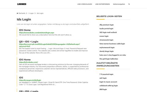 Ids Login | Allgemeine Informationen zur Anmeldung - Logines.de