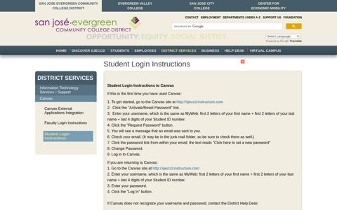 Student Login Instructions - SJECCD