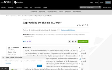 Approaching the skyline in Z order - ACM Digital Library