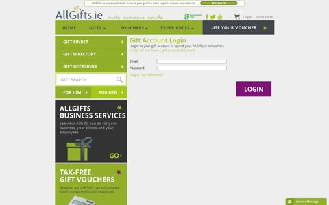 Gift Account Login - AllGifts.ie