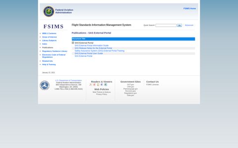 SAS External Portal - FSIMS - Federal Aviation Administration