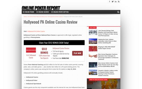 PA Hollywood Casino Promo Code: DOUBLETAKE