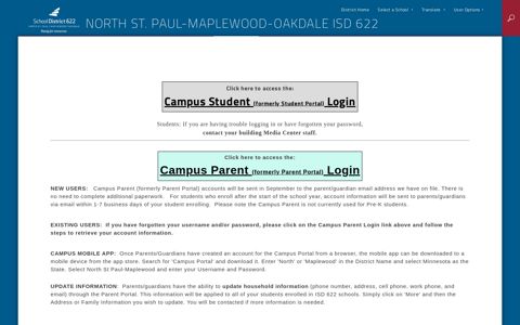 Parent Portal - North St. Paul-Maplewood-Oakdale ISD 622