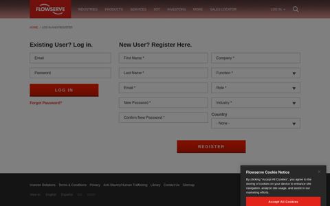 Log in and Register | Flowserve