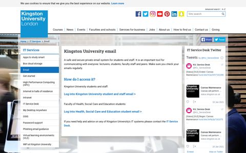Kingston University email - Information and Technology ...