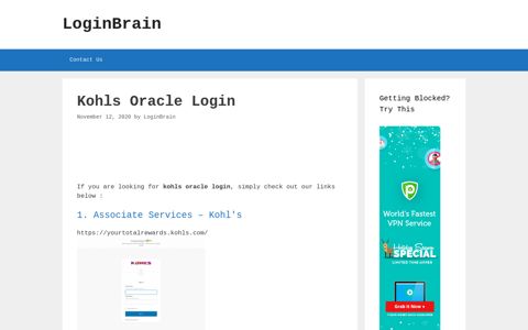Kohls Oracle Associate Services - Kohl'S - LoginBrain