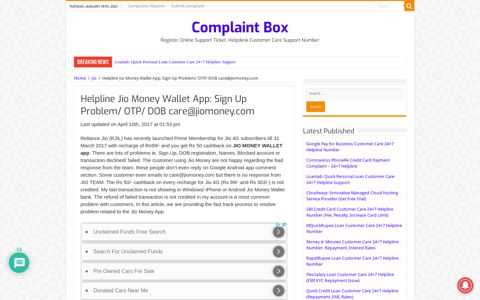 Helpline Jio Money Wallet App: Sign Up Problem/ OTP/ DOB ...