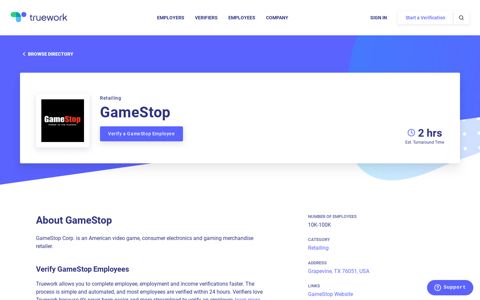 Employment Verification for GameStop | Truework