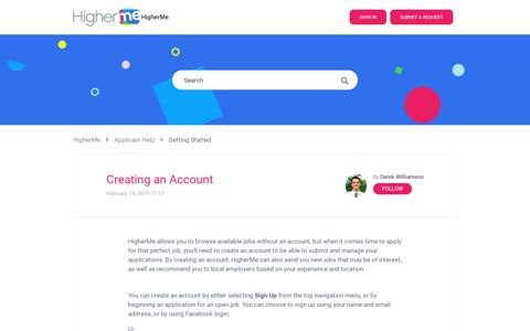 Creating an Account – HigherMe