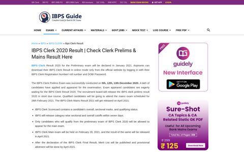 IBPS Clerk 2020 Prelims & Mains Result - Check Here