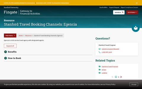 Stanford Travel Booking Channels: Egencia - Fingate