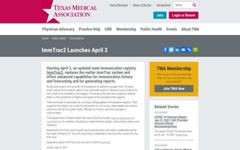 ImmTrac2 Launches April 3 - Texas Medical Association