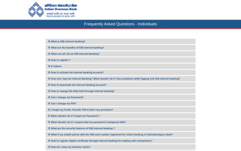 Frequently Asked Questions - Individuals - IOB Net Banking