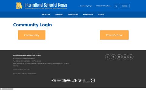 Community Login - International School of Kenya