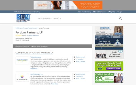 Fortium Partners, LP Competitors and Products in the SHRM ...