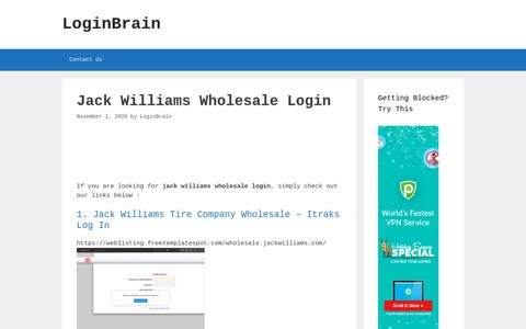 Jack Williams Wholesale - Itraks Log In - LoginBrain