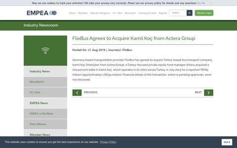 FlixBus Agrees to Acquire Kamil Koç from Actera Group ...