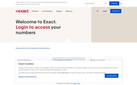 Log in to access your numbers | Exact - Exact Software
