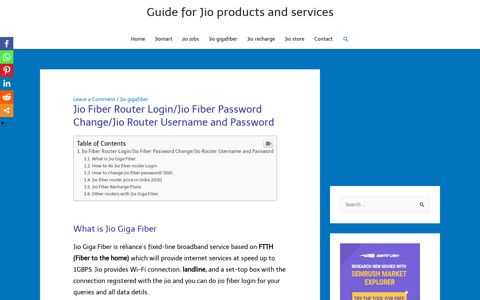 Jio Fiber Router Login, Username, Password, IP Address ...
