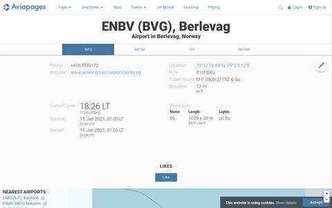 Airport ENBV (BVG), Berlevag - Aviapages
