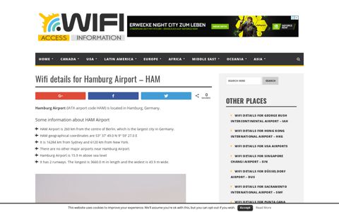 Wifi details for Hamburg Airport - HAM - Your Airport Wifi Details