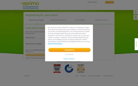 "mein eprimo" - Kundenportal: Registrieren | eprimo