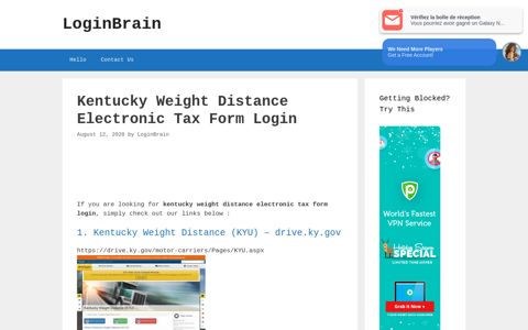 kentucky weight distance electronic tax form login - LoginBrain