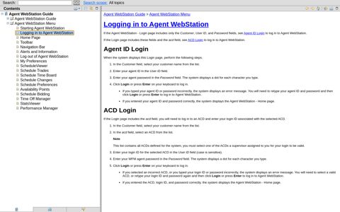 Logging in to Agent WebStation