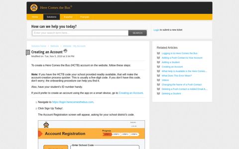 Creating an Account - Here Comes the Bus Knowledge Base