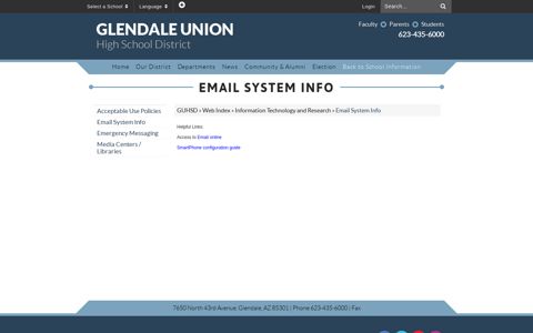 Email System Info - GUHSD