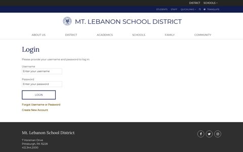 Login - Mt. Lebanon School District
