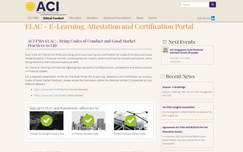 ELAC - E-Learning, Attestation and Certification Portal | ACI ...