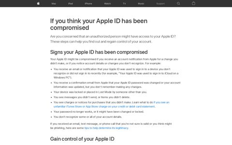 If you think your Apple ID has been compromised - Apple ...