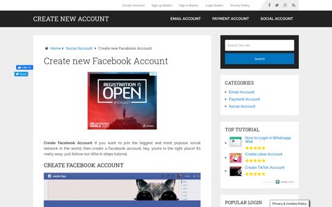 Create Facebook Account | Create New Account