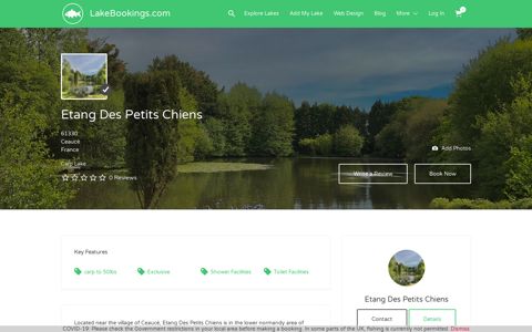 Etang Des Petits Chiens French Carp Lake - LakeBookings.com