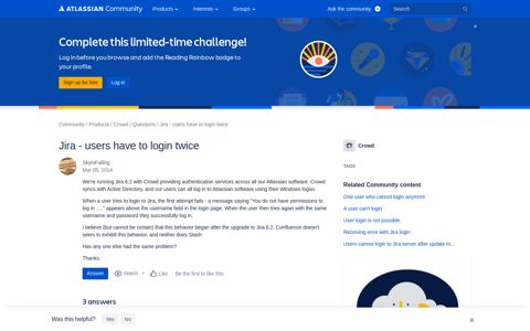 Jira - users have to login twice - Atlassian Community