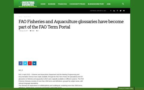FAO Fisheries and Aquaculture glossaries have become part ...