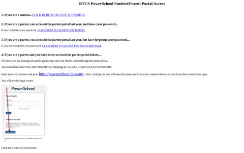 BTCS PowerSchool Student/Parent Portal Access