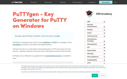 Using PuTTYgen on Windows to generate SSH key pairs