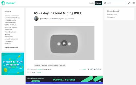 6$ - a day in Cloud Mining IWEX — Steemit