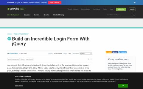 Build an Incredible Login Form With jQuery