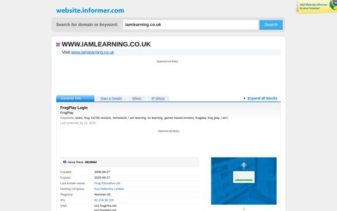 iamlearning.co.uk at WI. FrogPlay Login - Website Informer