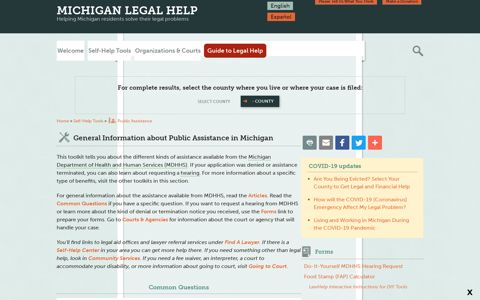 General Information about Public Assistance in Michigan ...