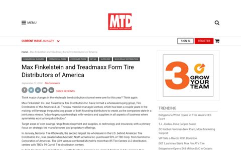 Max Finkelstein and Treadmaxx Form Tire Distributors of ...