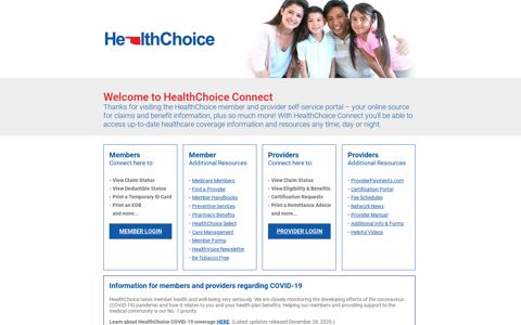 Welcome to HealthChoice Connect