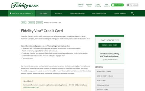 Fidelity Visa Credit Card | Fidelity Bank