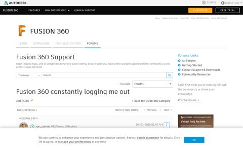 Solved: Fusion 360 constantly logging me out - Autodesk ...